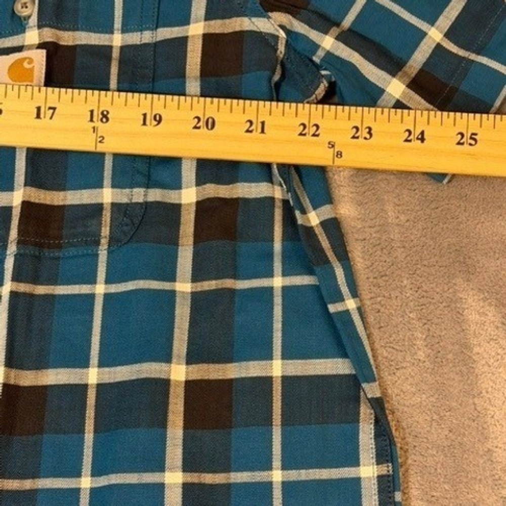 Carhartt Mens Rugged Flex Relaxed Fit Plaid Short Sleeve Shirt Blue L Tall NEW - Picture 5 of 9